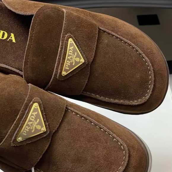 Prada Brown Suede Platform Clogs - Picture 3 of 4